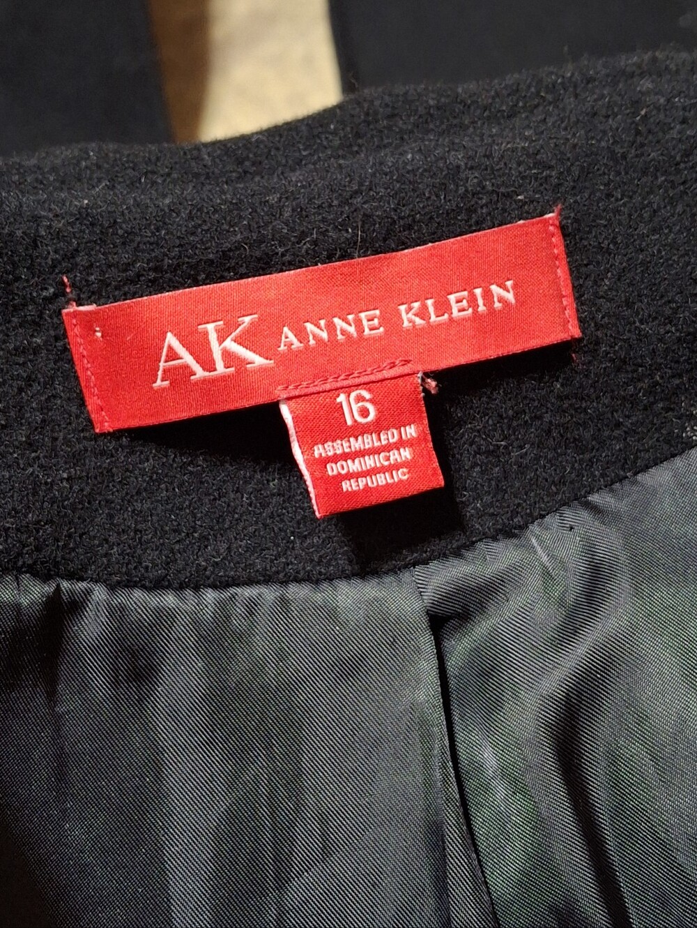 Anne Klein Black Hooded Double-Breasted 100% Wool Long Coat Women Size 16 - Picture 14 of 16